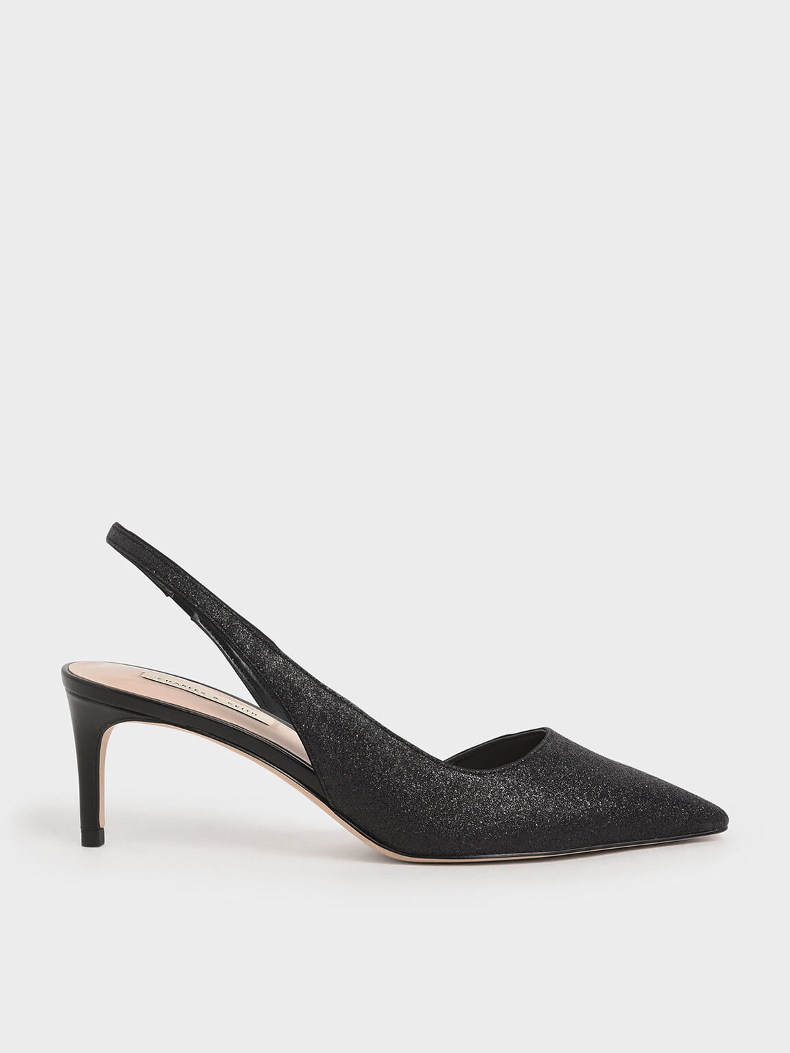 Glitzernde Half D'Orsay Slingback-Pumps