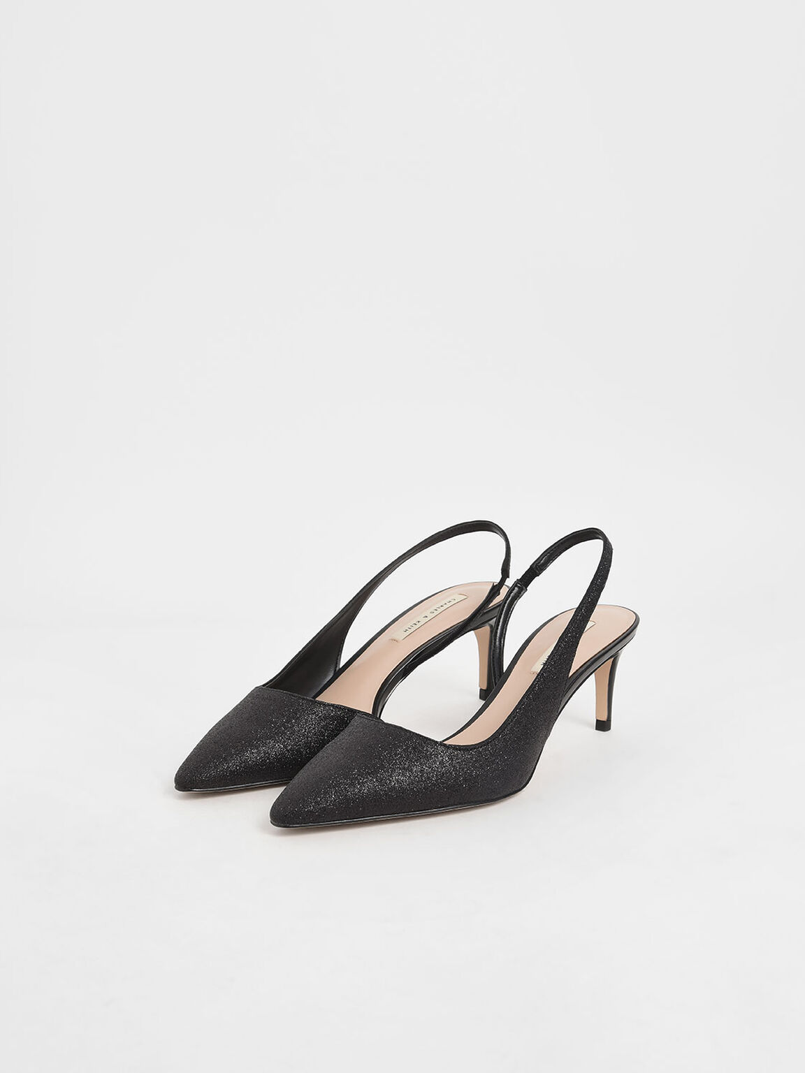 Glitzernde Half D'Orsay Slingback-Pumps
