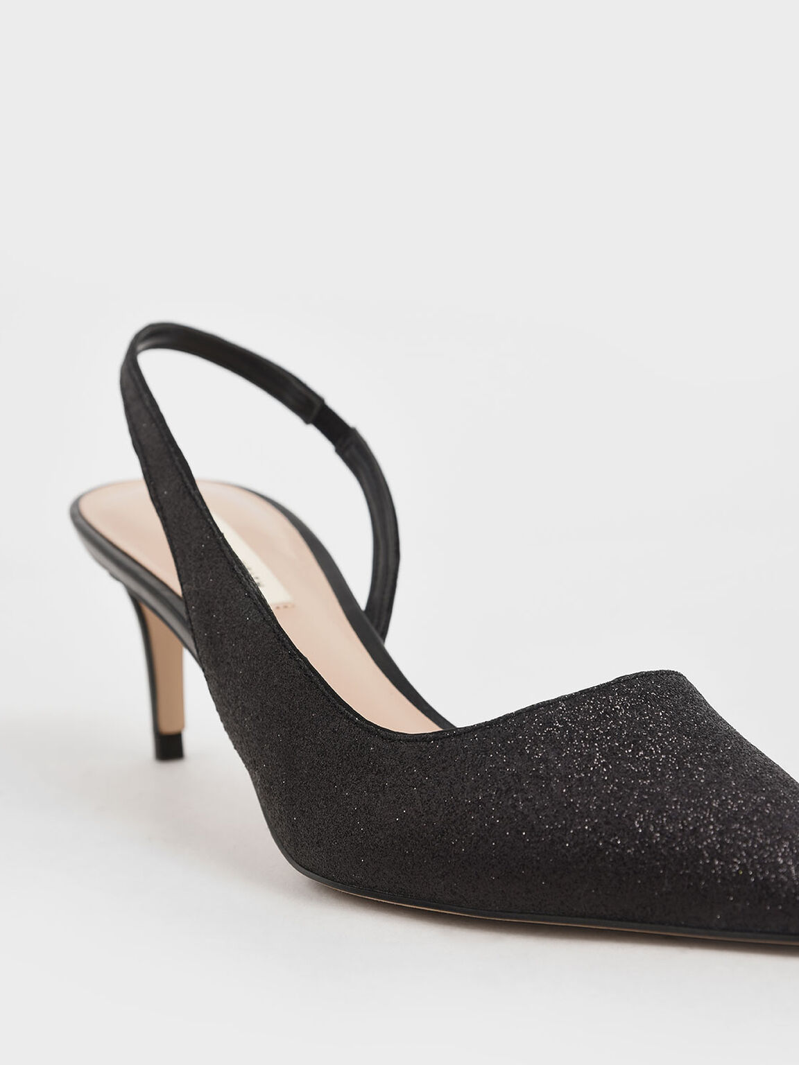 Glitzernde Half D'Orsay Slingback-Pumps