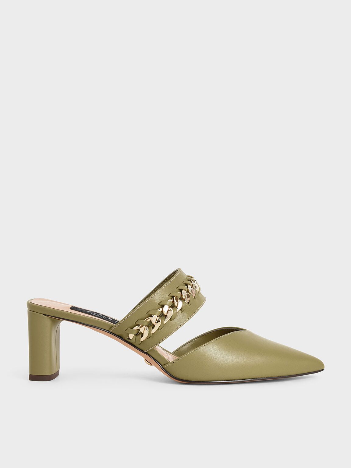 Mules aus Leder mit Kettengliedern
