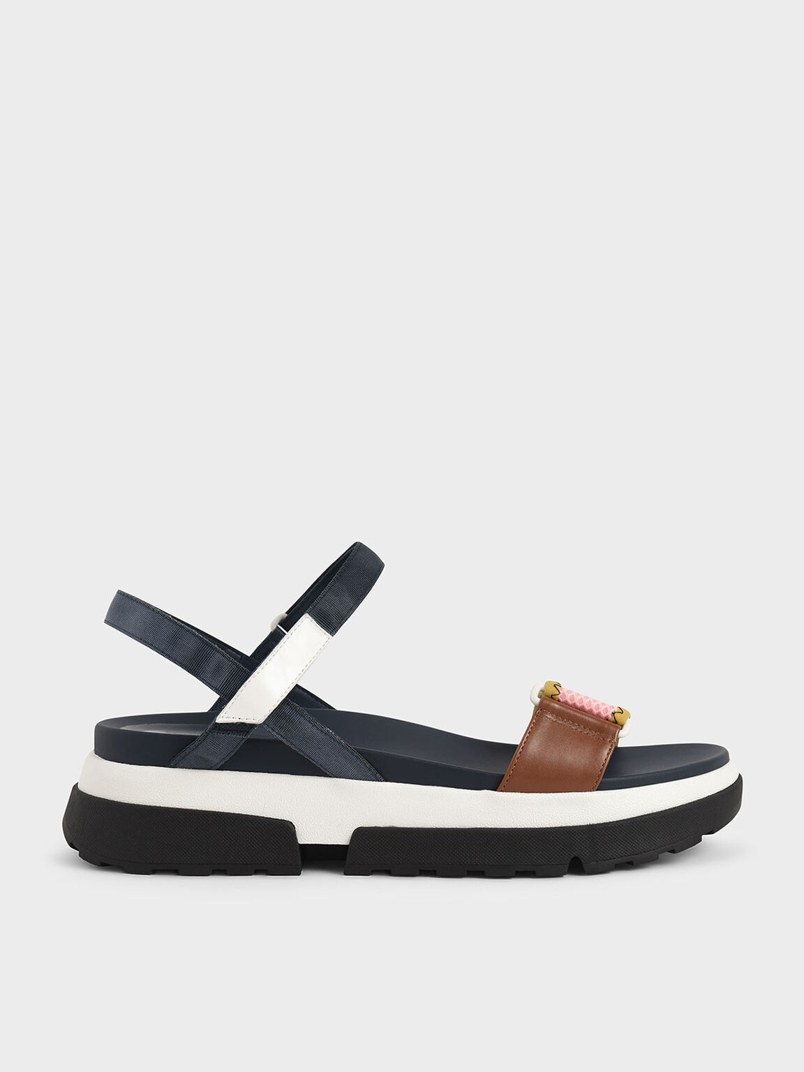 Flache Sandalen aus Mesh und Ripsband