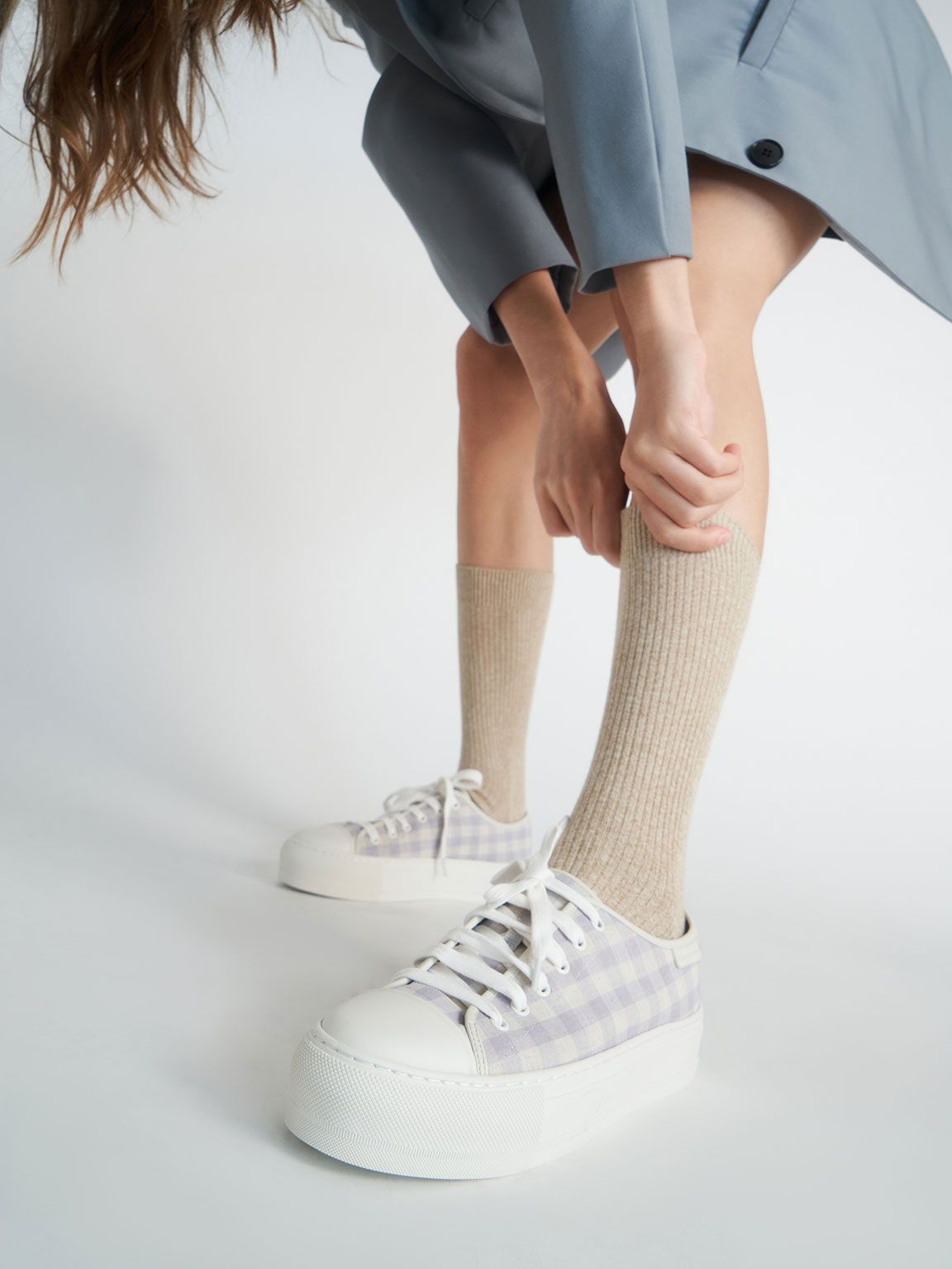Gewebte Gingham-Sneaker