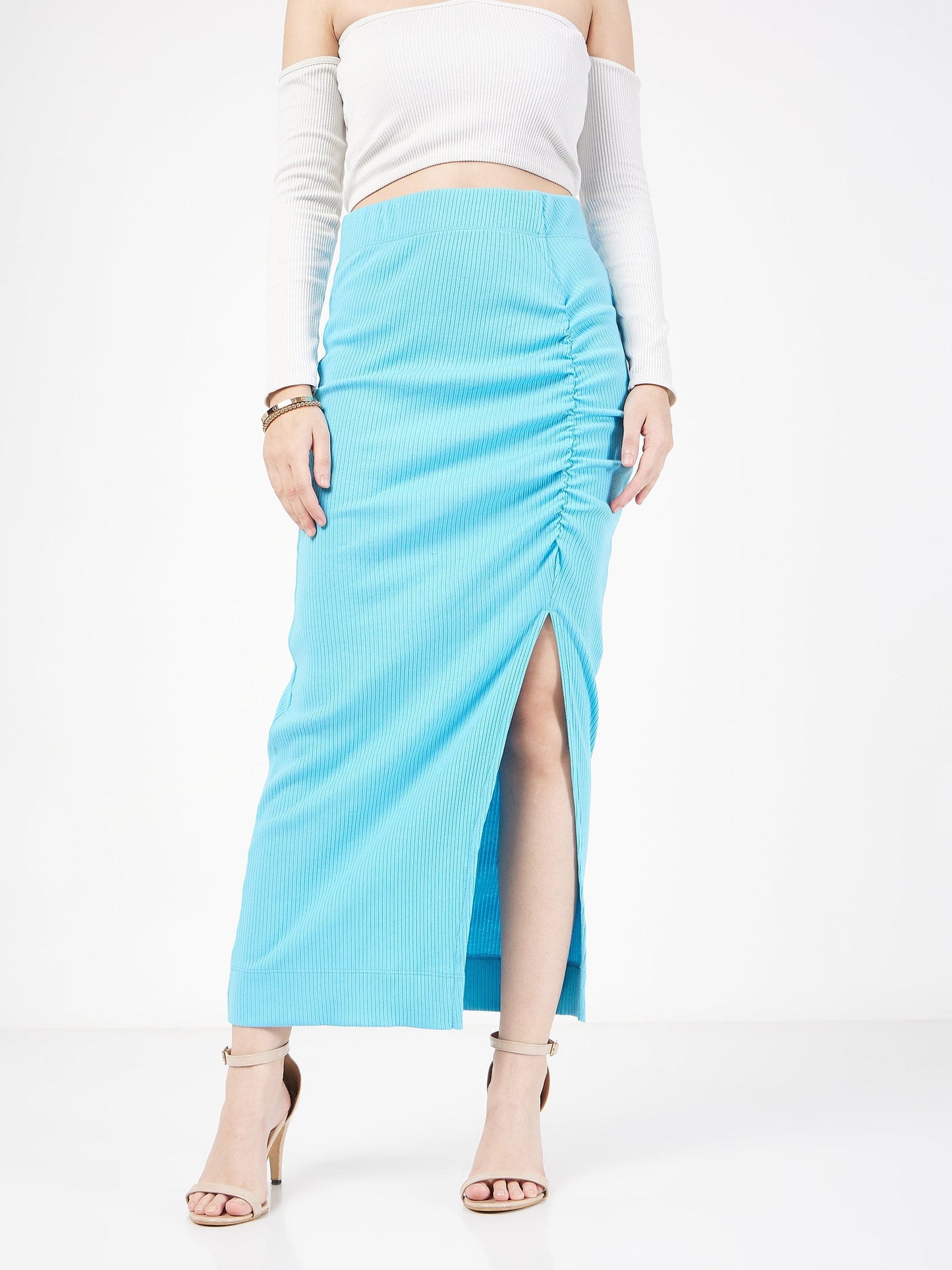 Women Ruched Midi Skirt