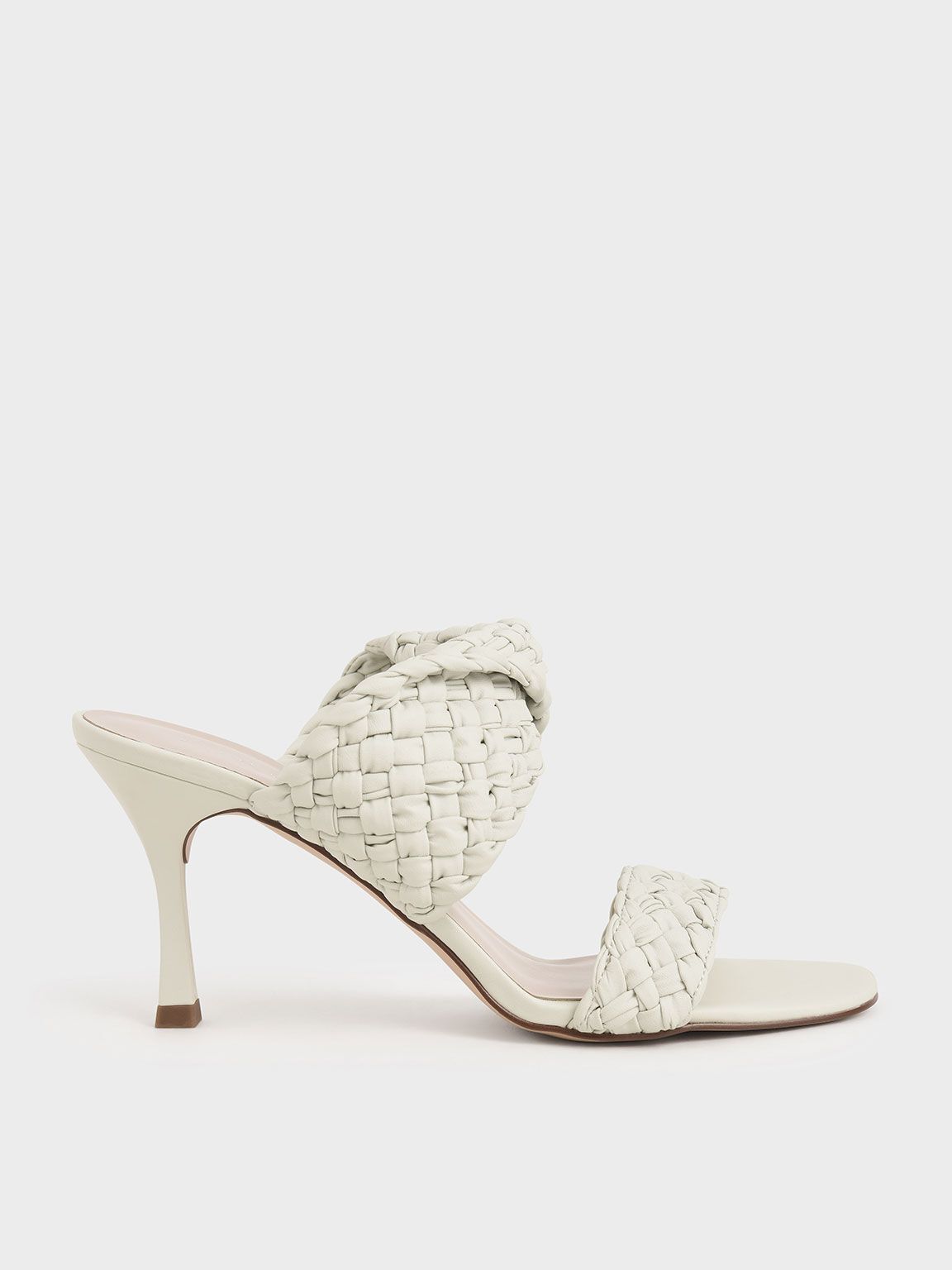 Mules à talon tissées à double bride